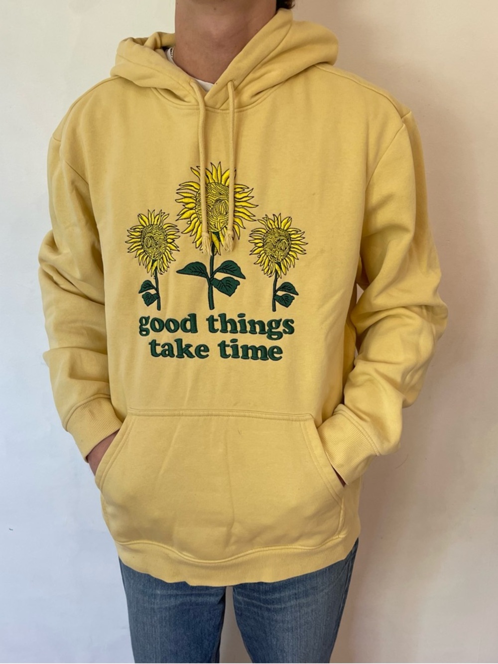 H&M Yellow Sunflower Graphic Hoodie Sweatshirt